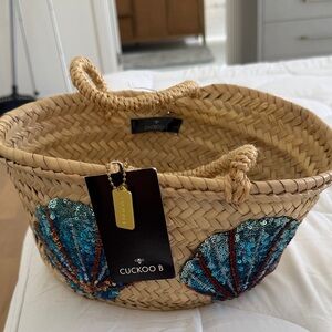 Cuckoo B Straw Basket with Sequin Shells